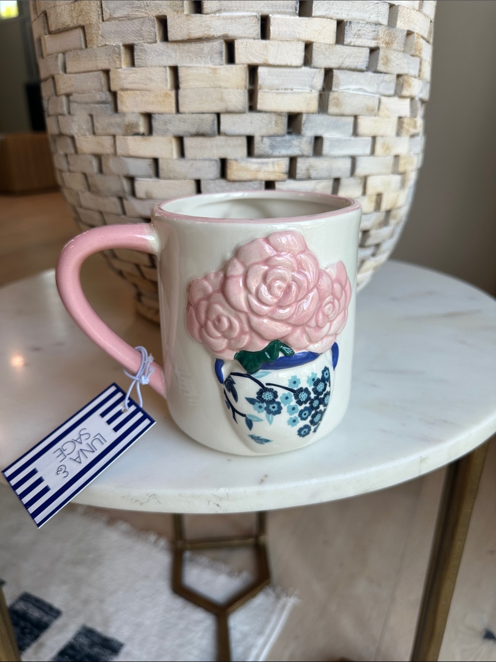 Unique & Graceful Pink Floral Ceramic Mug by Unknown Brand